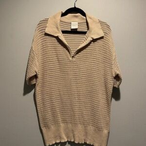 Men's Cream Sweater with Collar
